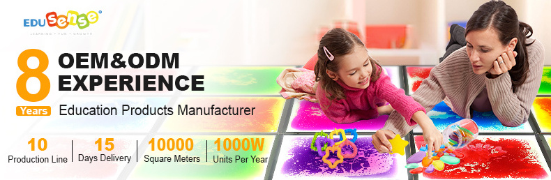 Sensory Dynamic Glitter Liquid Flooring School Classroom Clear Plastic Liquid Floor Kindergarten Tiles