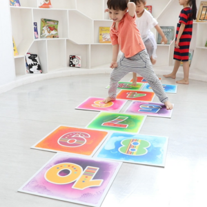 Kindergarten Liquid Floor Tile Anti Slip Kids Floor Game Hopscotch Mat Nontoxic Vinyl Printing Liquid Sensory Tiles