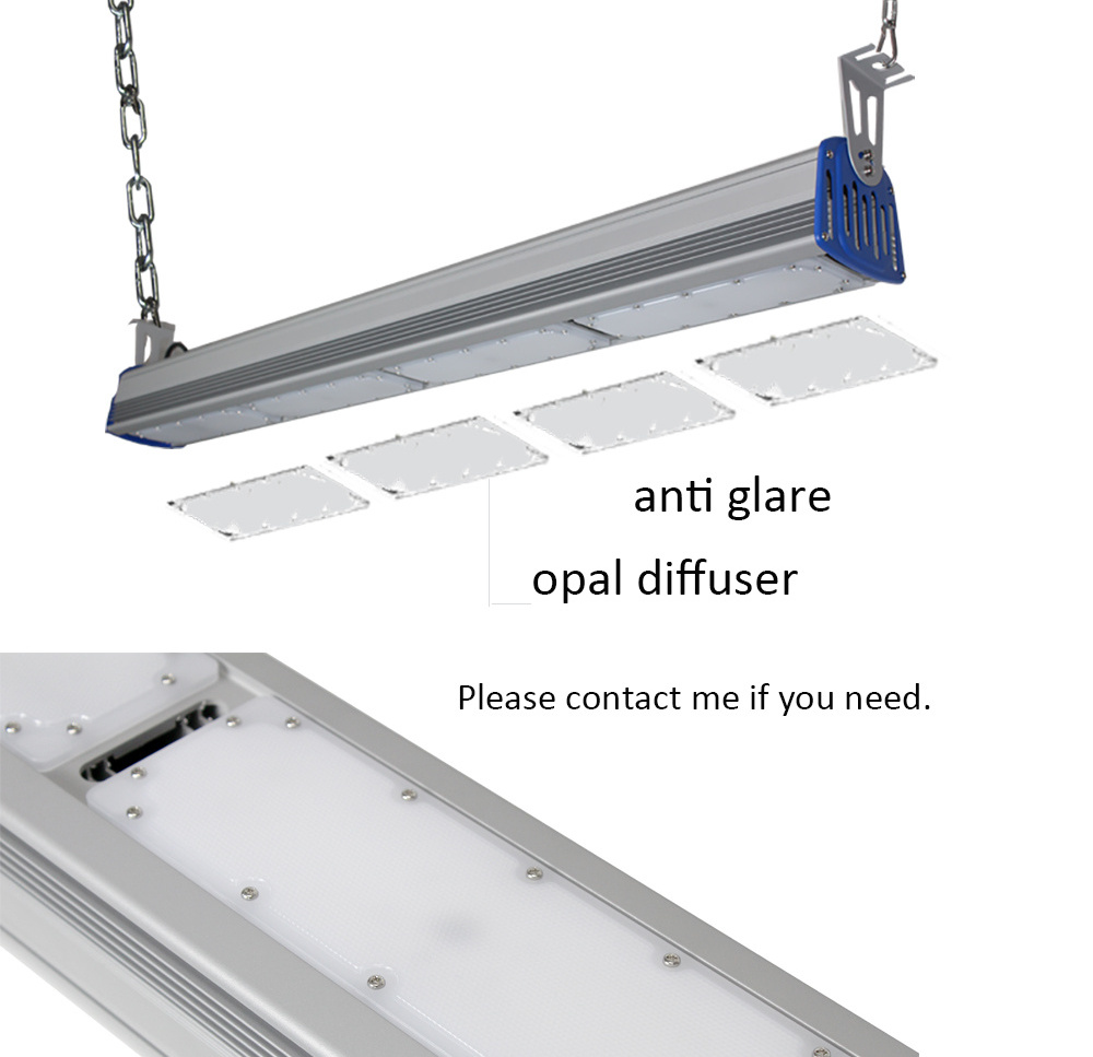 100w 150w 200w high lumen ip65 anti-gare industrial lamps led linear high bay light for stadium badminton court warehouse shop