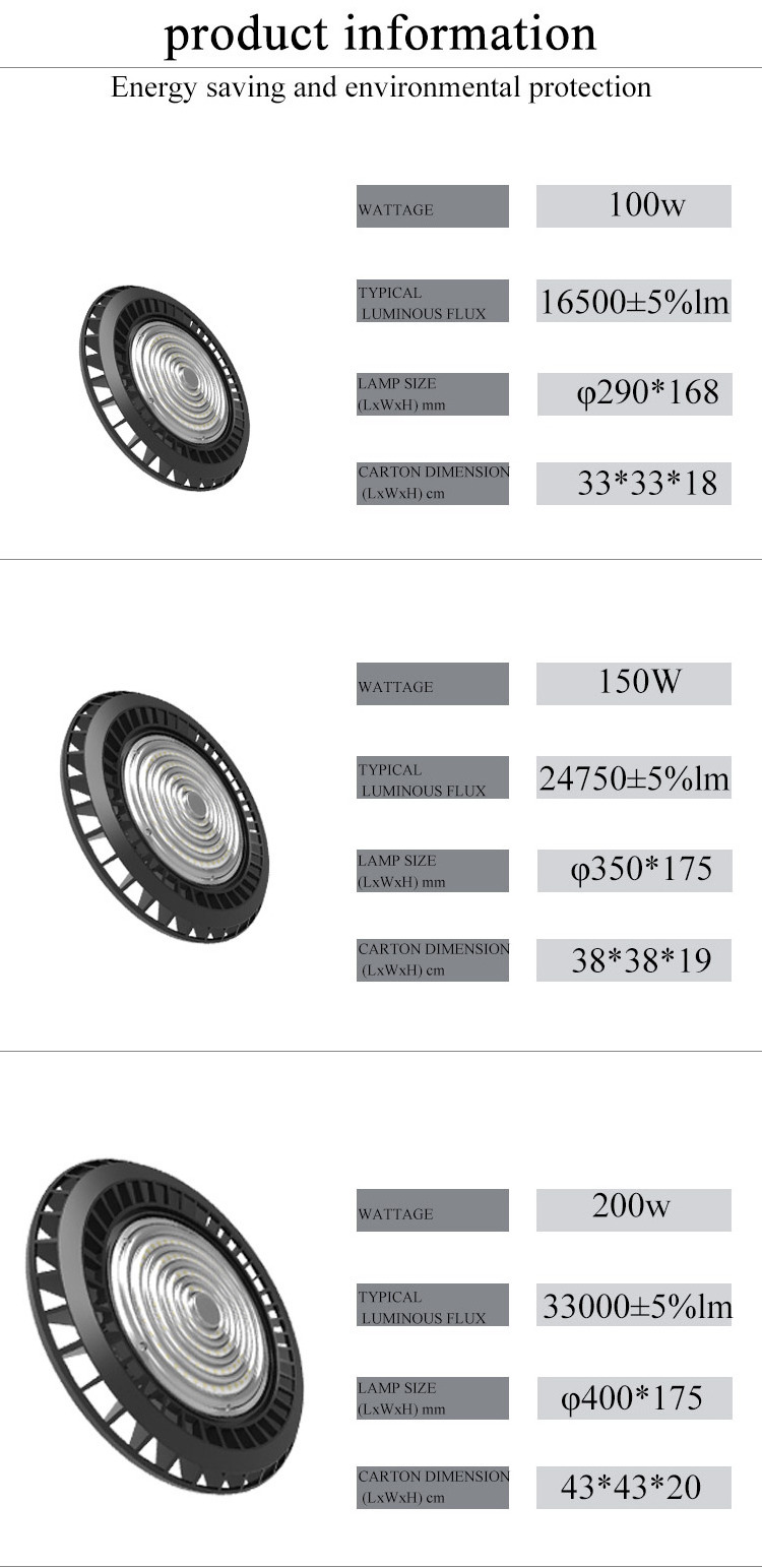 2023 commercial outdoor waterproof 100w 150w industrial garage ufo hightbay led high bay light 200w high bay light price