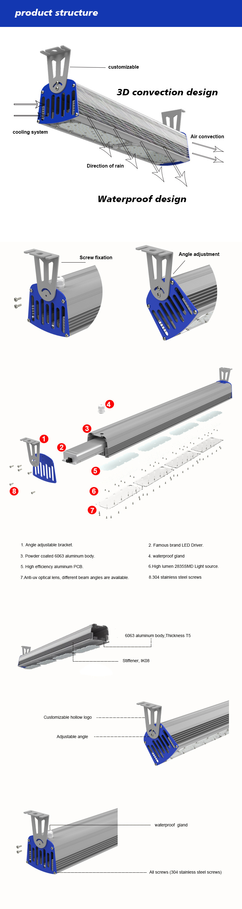 Commercial anti-glare diffused 4ft recessed 50w 100w 150 watt linear led high bay shop light for warehouse gymnasium garage