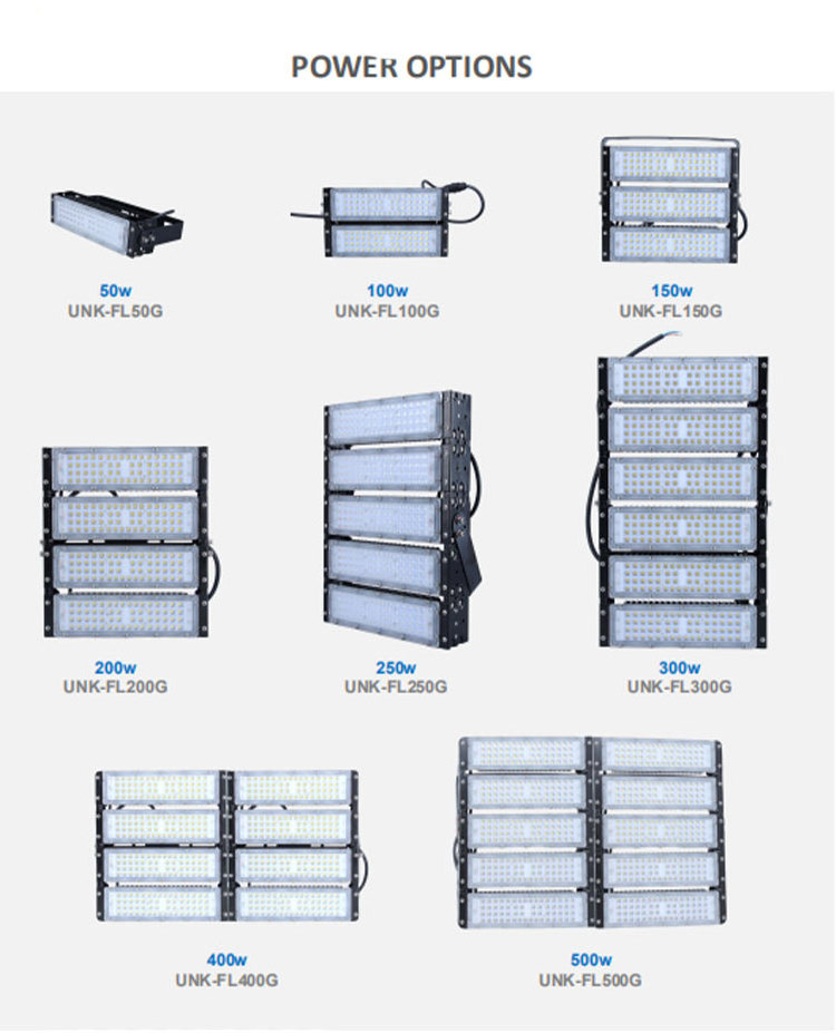 Outdoor Stadium Area Work Site Lighting Led Floodlight 5 Years Warranty Waterproof IP65 100w 200w 250wats 300w 400w 55000 Lumens