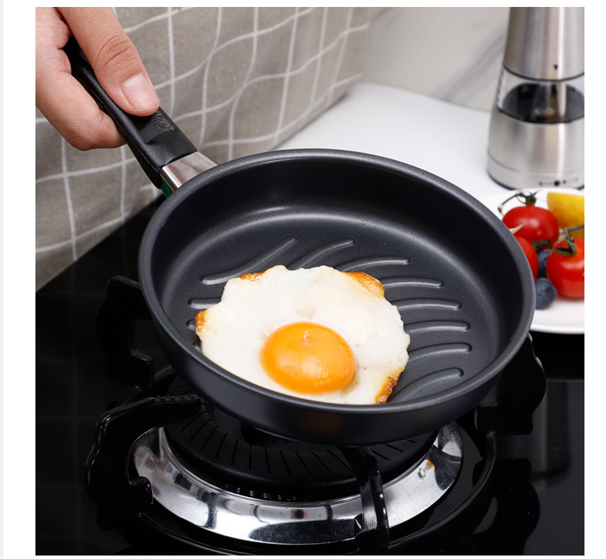 Factory direct selling 16 cm small fried cooker ripples without dipping pot frying pan, steak store frying cooker home small