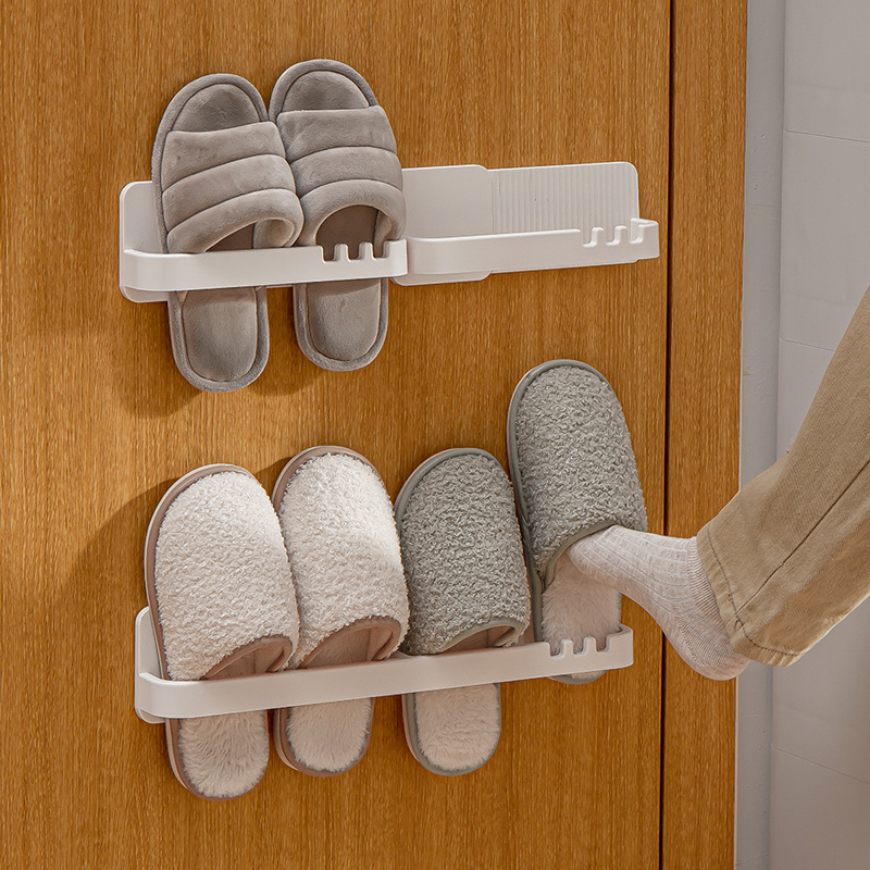 Wall hanging slipper shelf artifacts Shoe storage behind the bathroom door perforation-free shoe shelf storage shelf