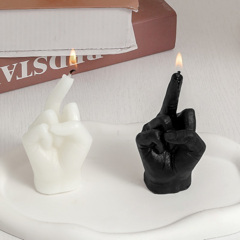 Finger shape vertical, middle finger candle creative Amazon's weird contempt for gesture fragrant candle Organic Soy Wax