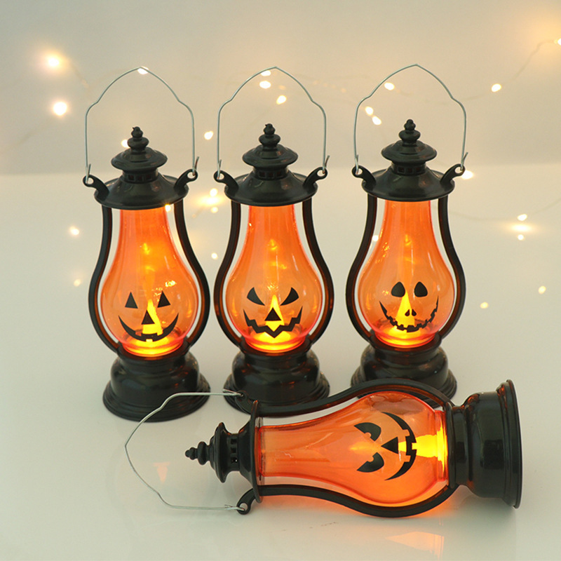 Halloween Pumpkin Lamp Mini Candle Lantern Fall Decor with Hanging Loop Pumpkin Lantern Night Light for Ghost Party Home Outdoor