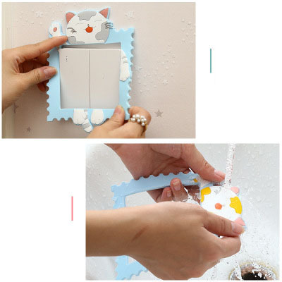 Luminous Switch Outlet Wall Sticker Cartoon Animal Unicorn Flamingo Switch Cover Room Decor 3D Silicone On-off Switch Sticker