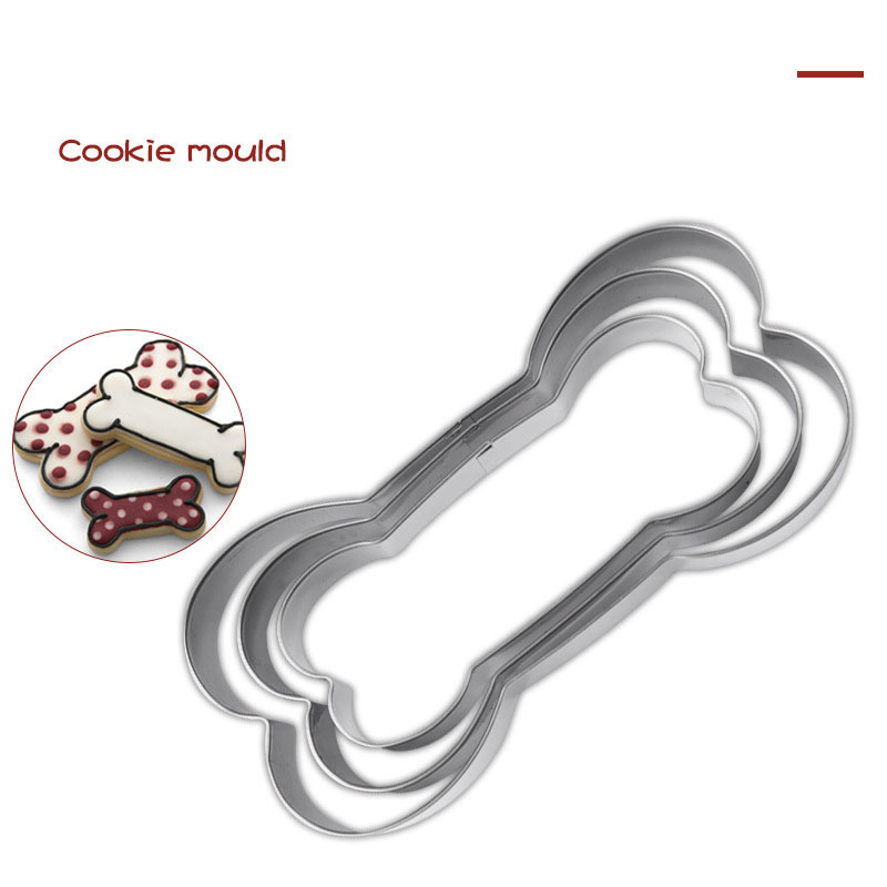 Cookies Mold Stainless Steel Lovely Dog Bone Shape Cookie Cutter Silver Cut Outs Mold Biscuit Cookies Cake Mold DIY Baking Tools