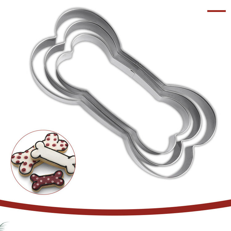 Cookies Mold Stainless Steel Lovely Dog Bone Shape Cookie Cutter Silver Cut Outs Mold Biscuit Cookies Cake Mold DIY Baking Tools