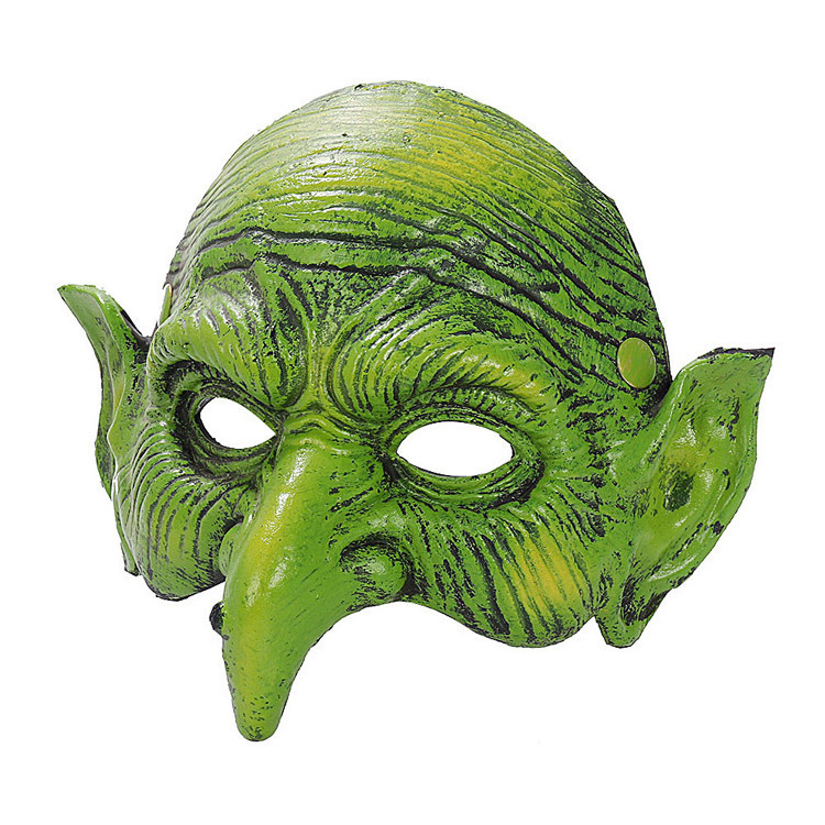 Halloween Party Horror Witch Mask with Hat Cosplay Scary Clown Hag Latex Masks Green Face Big Nose Old Women Costume Party Props