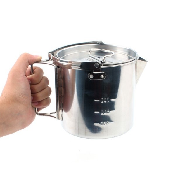 1.2L Stainless Steel Folding Handle Outdoor Travel Camping Water Cup Coffee mug Camping Pot Cooking Kettle/tea pot