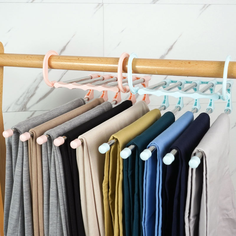 Upgrade Pants Hangers Space Saving Stainless Steel Clothes Pants Hangers Anti-Slip Design Clothes Closet Storage Organizer