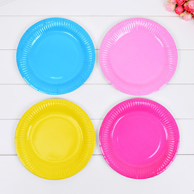 Color Paper Plate Disposable Round DIY Disposable Plate Paper Dish for Dinner Plates Birthday Party Supply