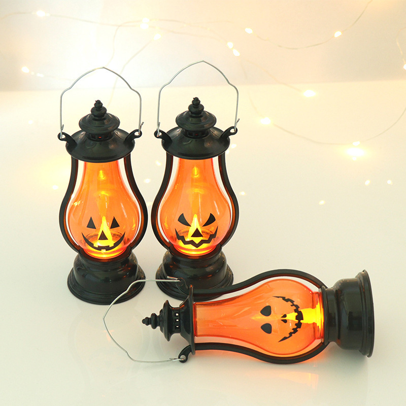 Halloween Pumpkin Lamp Mini Candle Lantern Fall Decor with Hanging Loop Pumpkin Lantern Night Light for Ghost Party Home Outdoor