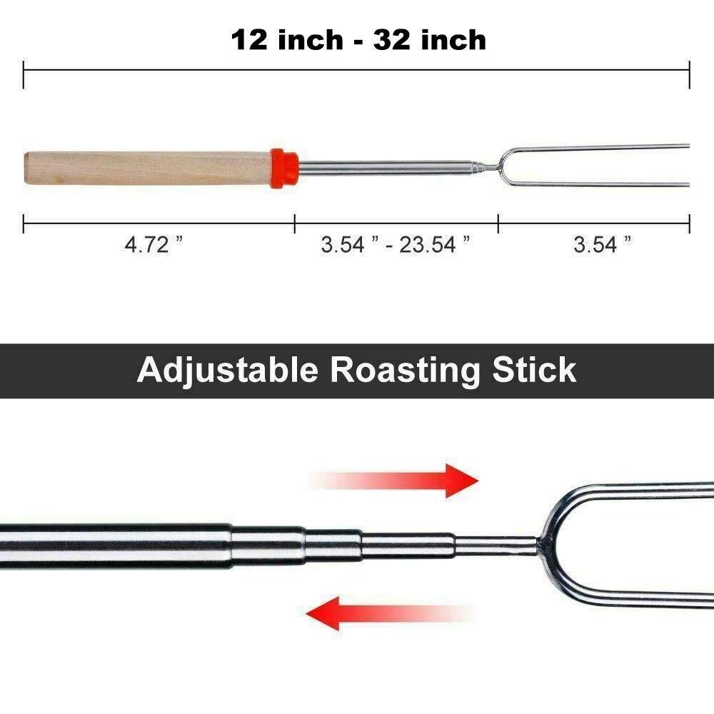 Marshmallow Roasting Smores Sticks,Extendable Sturdy Stainless Steel Roasting Forks