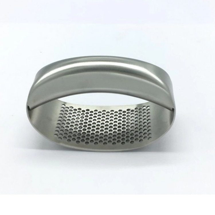 hot sell Kitchen Gadget Rocker Garlic Crusher Squeezer 18/8 Stainless Steel Garlic Press with Handle