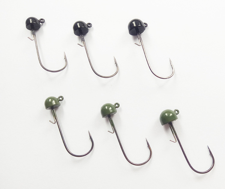 Unikerfishing Black Green Mushroom Jighead Hook, High Quality 1/10 OZ 1/8 OZ 1/6 OZ Soft Lure Tungsten Jig Head