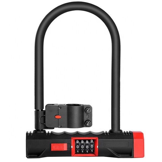 High quality Bike Motorcycle Steel Locks Anti-theft Bicycle Lock Cycling 4 Digit Combination Anti Theft Bike U Lock