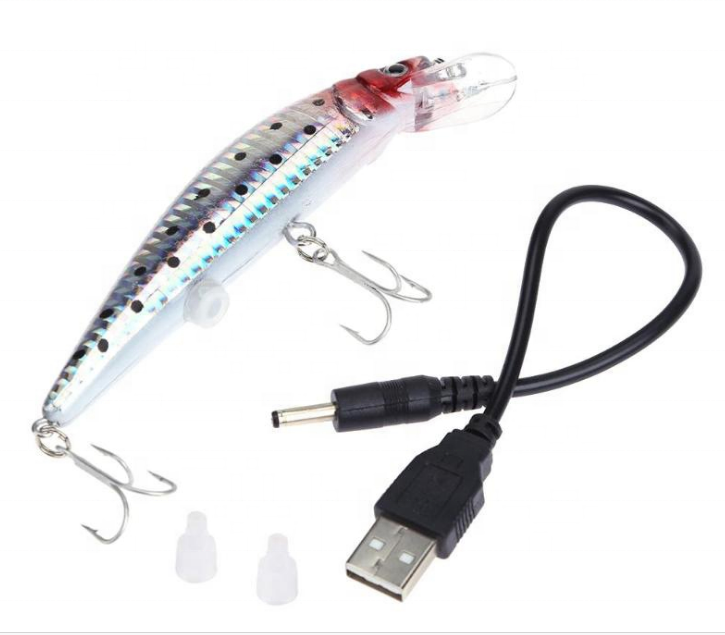 Uniker 5 Inch 0.7 OZ Charge Cover USB Cable LED Electric Light Motorized Rechargeable Fishing Lure