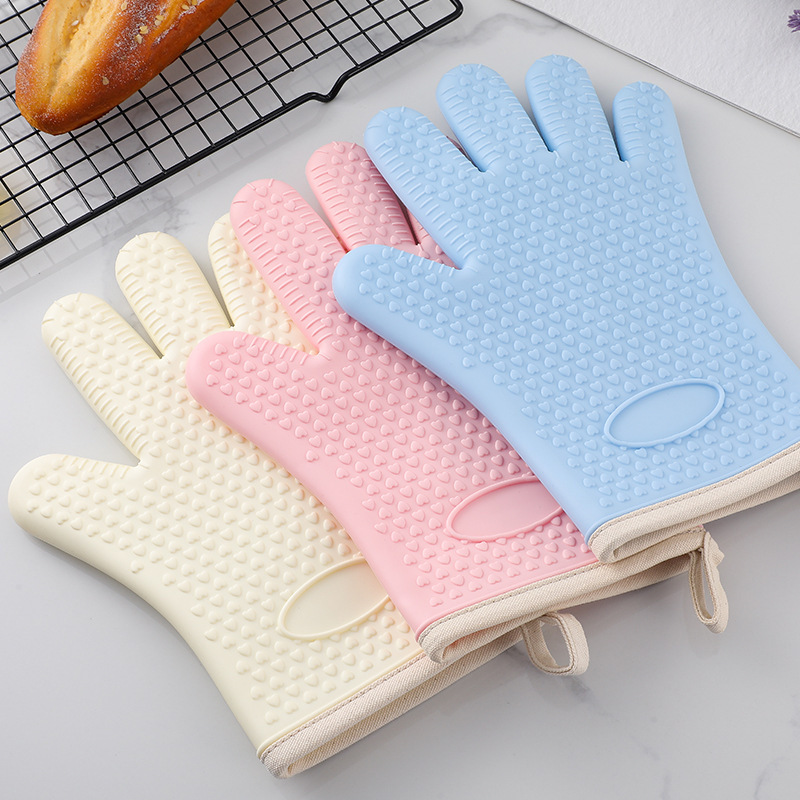 Oven Mitts Professional Heat Resistance Kitchen Oven Soft Cotton Gloves for Grilling Cooking Microwave BBQ Baking