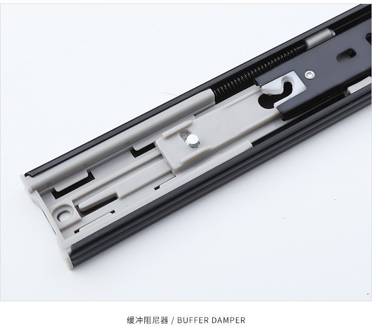 Kitchen Hardware push to open buffer drawer slides 3 Folding slide rail Black Style cabinet drawer slider soft close