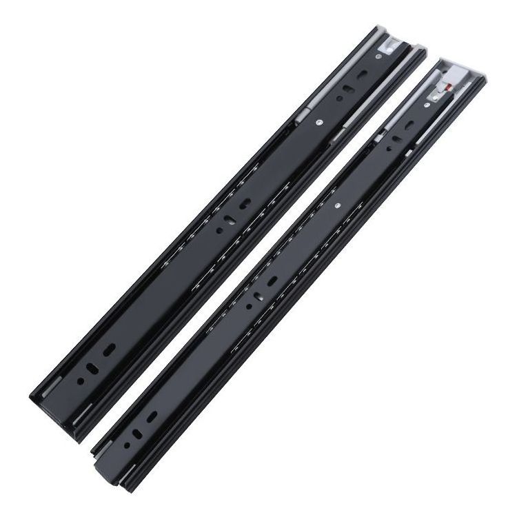 Kitchen Hardware push to open buffer drawer slides 3 Folding slide rail Black Style cabinet drawer slider soft close