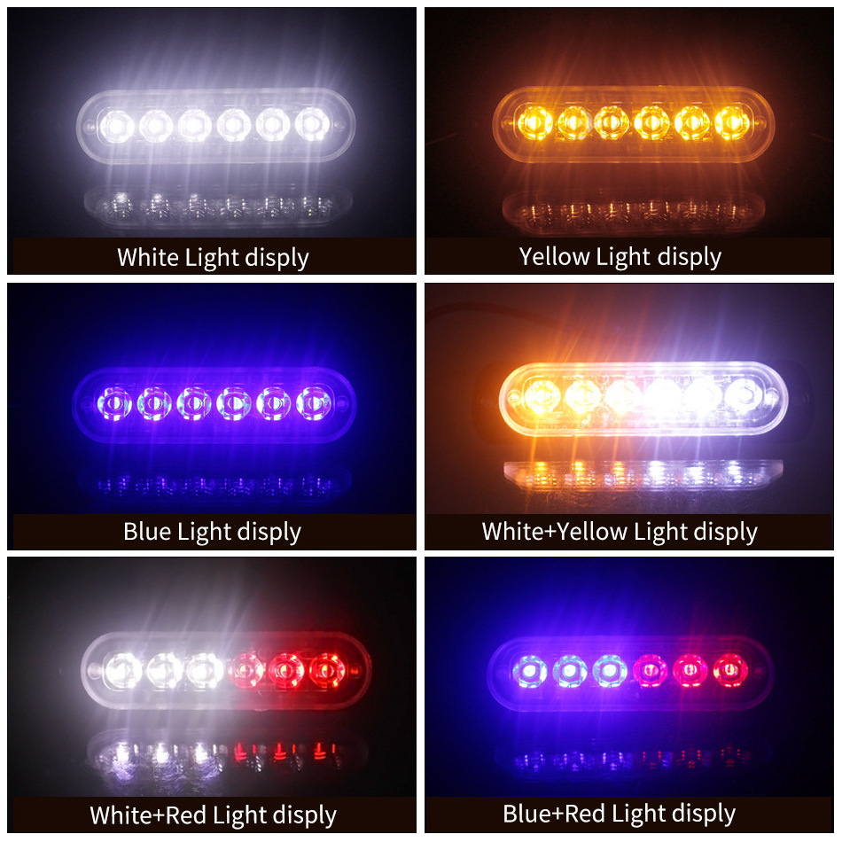 Waterproof 12 6 LED 12 24 Volt Emergency Strobe Flasher Light for Motorcycle Offroad Vehicle Boat truck Side maker Warning Light