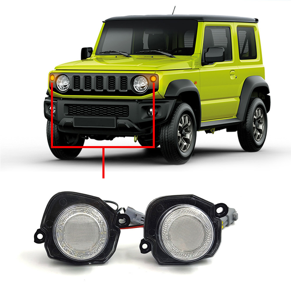 2Pcs Car Front LED Turn Singal Light SUV Auto parts For Suzuki Jimny JB64 JB74 2019 2020 White DRL Driving Lights Angel Eyes