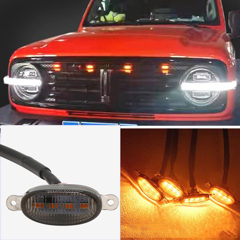 Car Smoke Led Front Grille Lights for Ford Raptor F150 Pickup Offroad Fog Lamp Amber Yellow DRL Auto Lighting Accessories