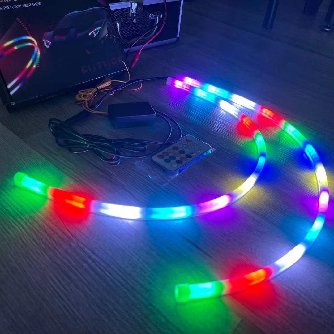 sequential strip light led car angel eye headlight strip lights RF remote led chasing Colorful rgb flexible DRL 12v car light