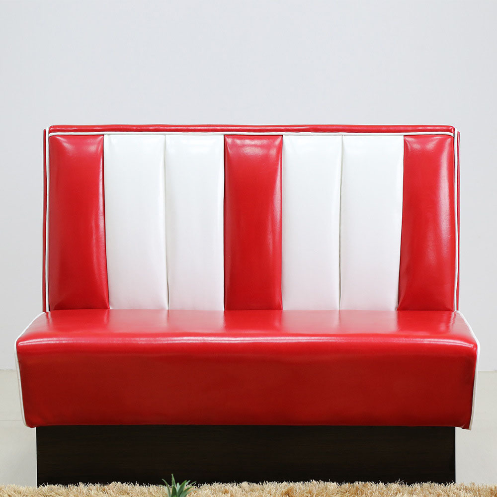 American Retro Sofa Sets Red And White Commercial Restaurant Furniture Dining Booth Seating