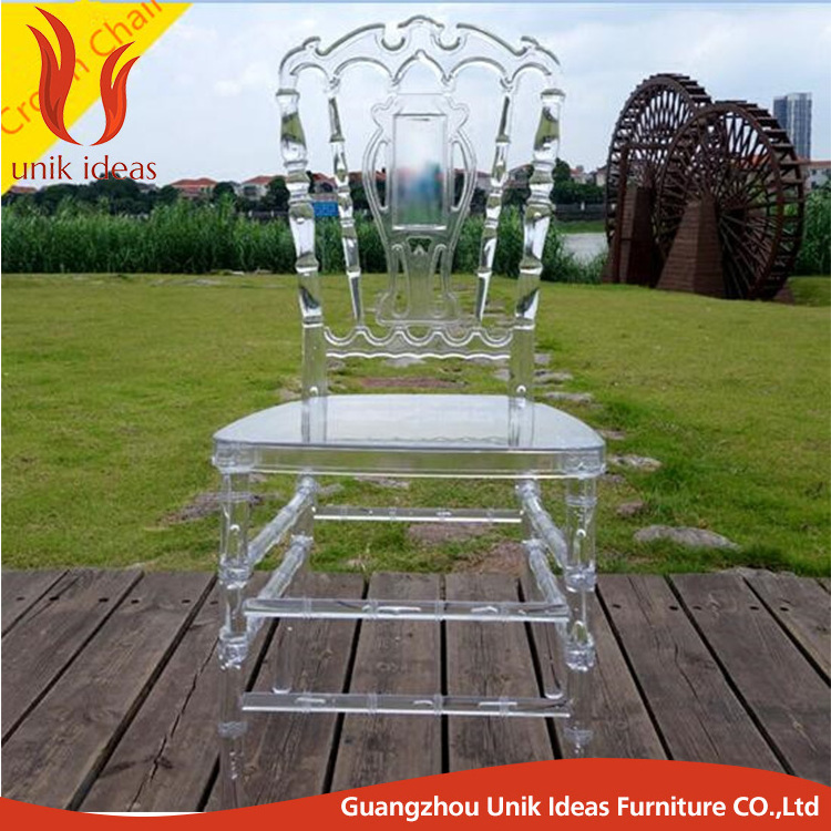 Hot Sale Hotel Banquet Crown Royal Acrylic Chair Transparent Resin Napoleon Wedding Chairs