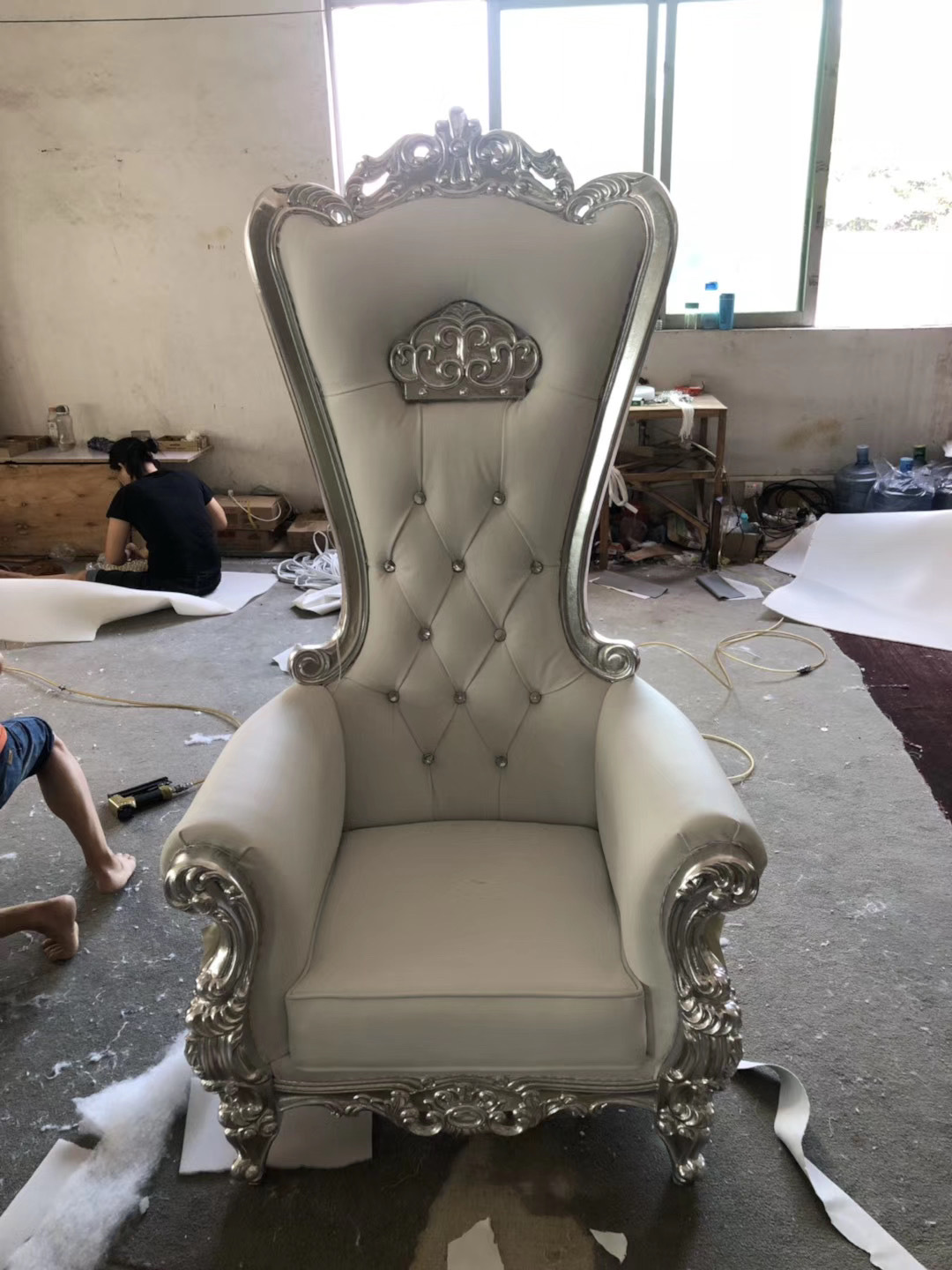 Victorian Frame Wedding King Or Queen Royal Wholesale Black Velvet Wood Throne Chair