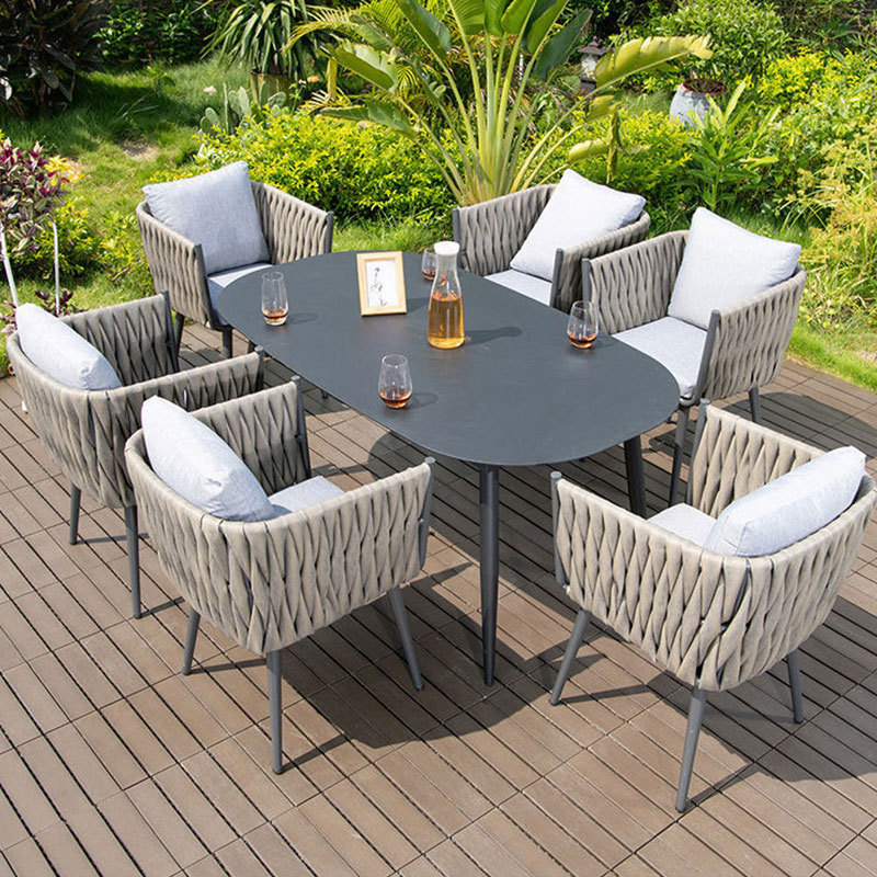 Wholesale Outdoor Furniture Balcony Courtyard Table And Chairs  Rattan 6 People Garden Sets