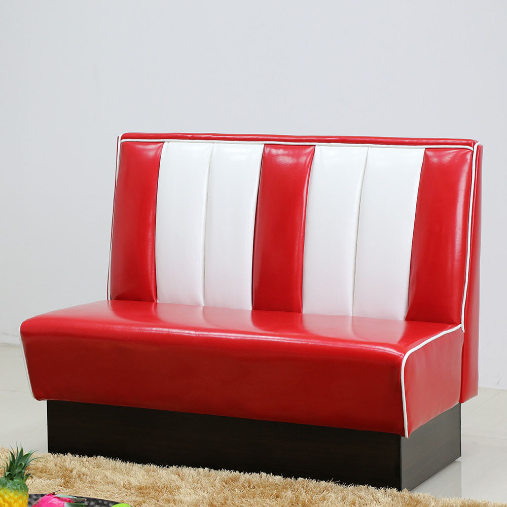 American Retro Sofa Sets Red And White Commercial Restaurant Furniture Dining Booth Seating