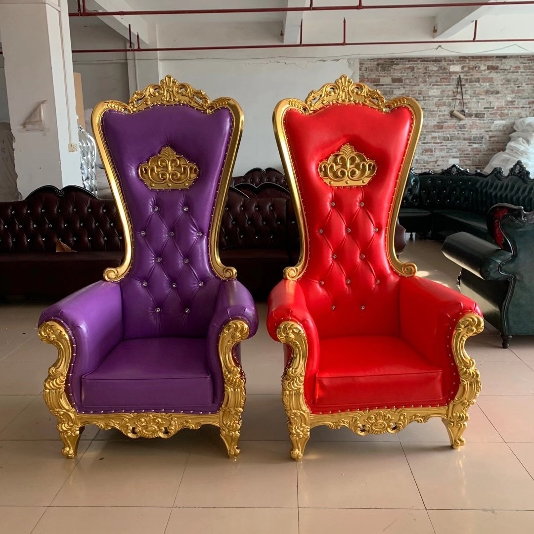 Victorian Frame Wedding King Or Queen Royal Wholesale Black Velvet Wood Throne Chair