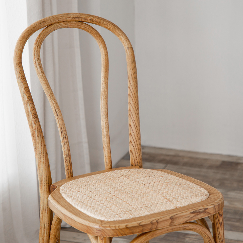 Strong Solid Wood Dining Chairs Stackable Bentwood Chairs For Restaurant Rattan Coffee Chairs Retro