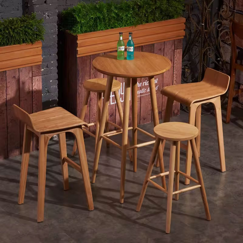 Modern Minimalist Round Stool Logs Solid Wood Restaurant Dining Chair Home Living Room Bar Chairs