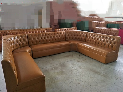 Bar Lounge Restaurant Round Corner Cafe Faux Leather Booth Seating Design