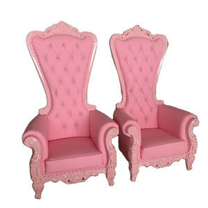 Frame Wedding King Or Queen Royal Wholesale Chairs Upholstery Fabric Pink Wood Throne Chair