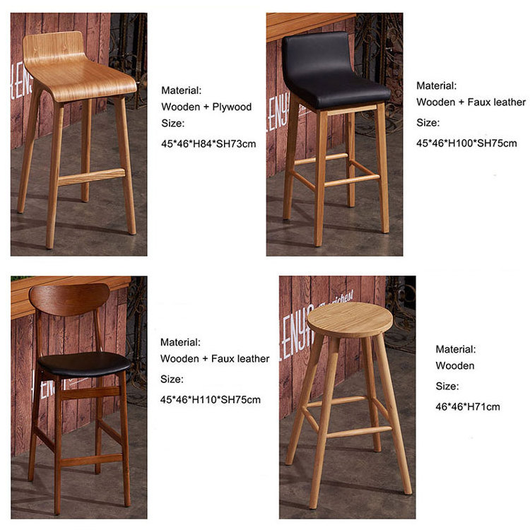 Modern Minimalist Round Stool Logs Solid Wood Restaurant Dining Chair Home Living Room Bar Chairs