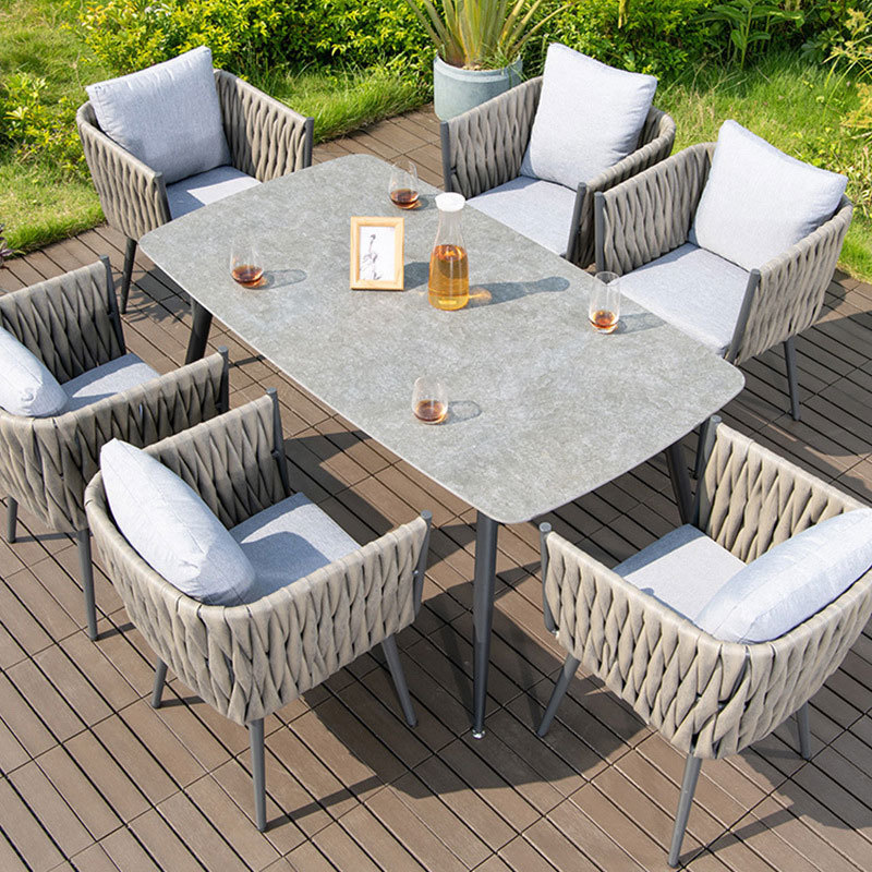 Wholesale Outdoor Furniture Balcony Courtyard Table And Chairs  Rattan 6 People Garden Sets