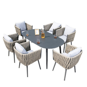 Wholesale Outdoor Furniture Balcony Courtyard Table And Chairs  Rattan 6 People Garden Sets