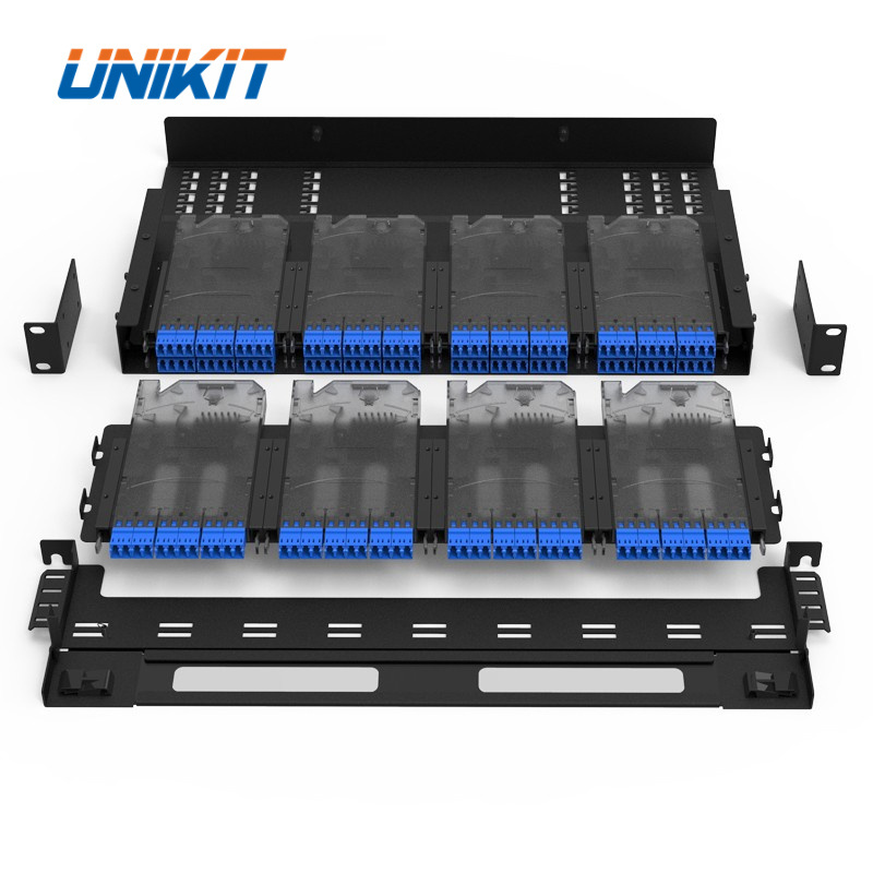 High Density 1U 19 inch Rack Mount 144 Fibers MPO/MTP to LC Cassette Patch Panel for Data Center ODF MPO Fiber Optic Patch Panel