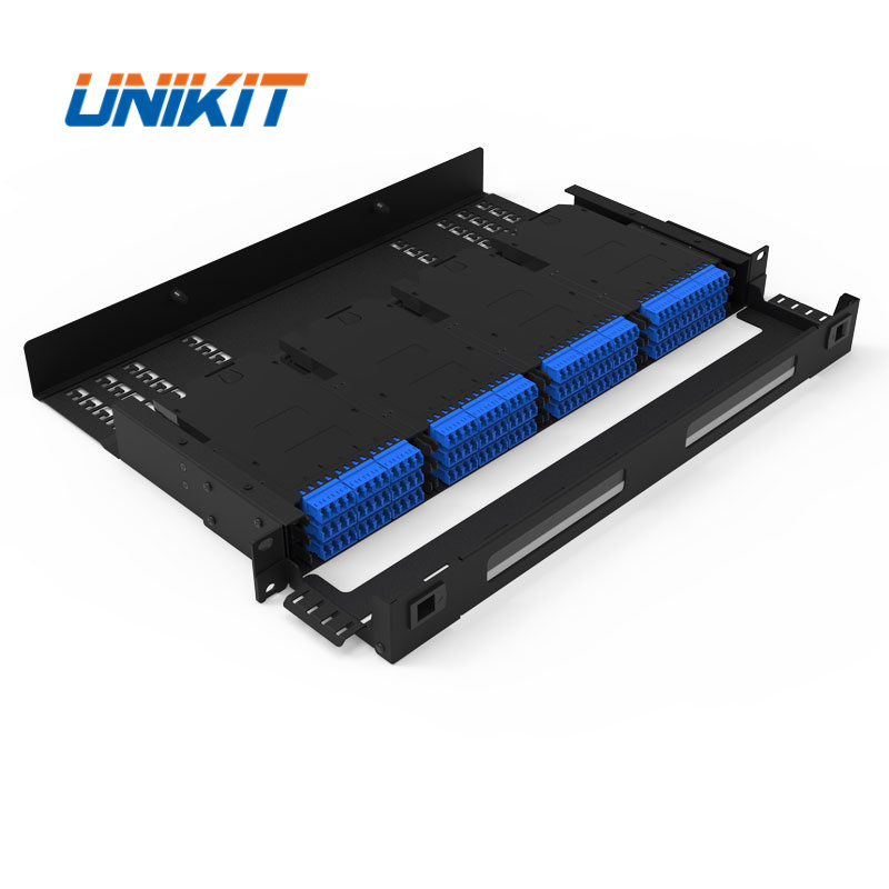 High Density 1U 19 inch Rack Mount 144 Fibers MPO/MTP to LC Cassette Patch Panel for Data Center ODF MPO Fiber Optic Patch Panel