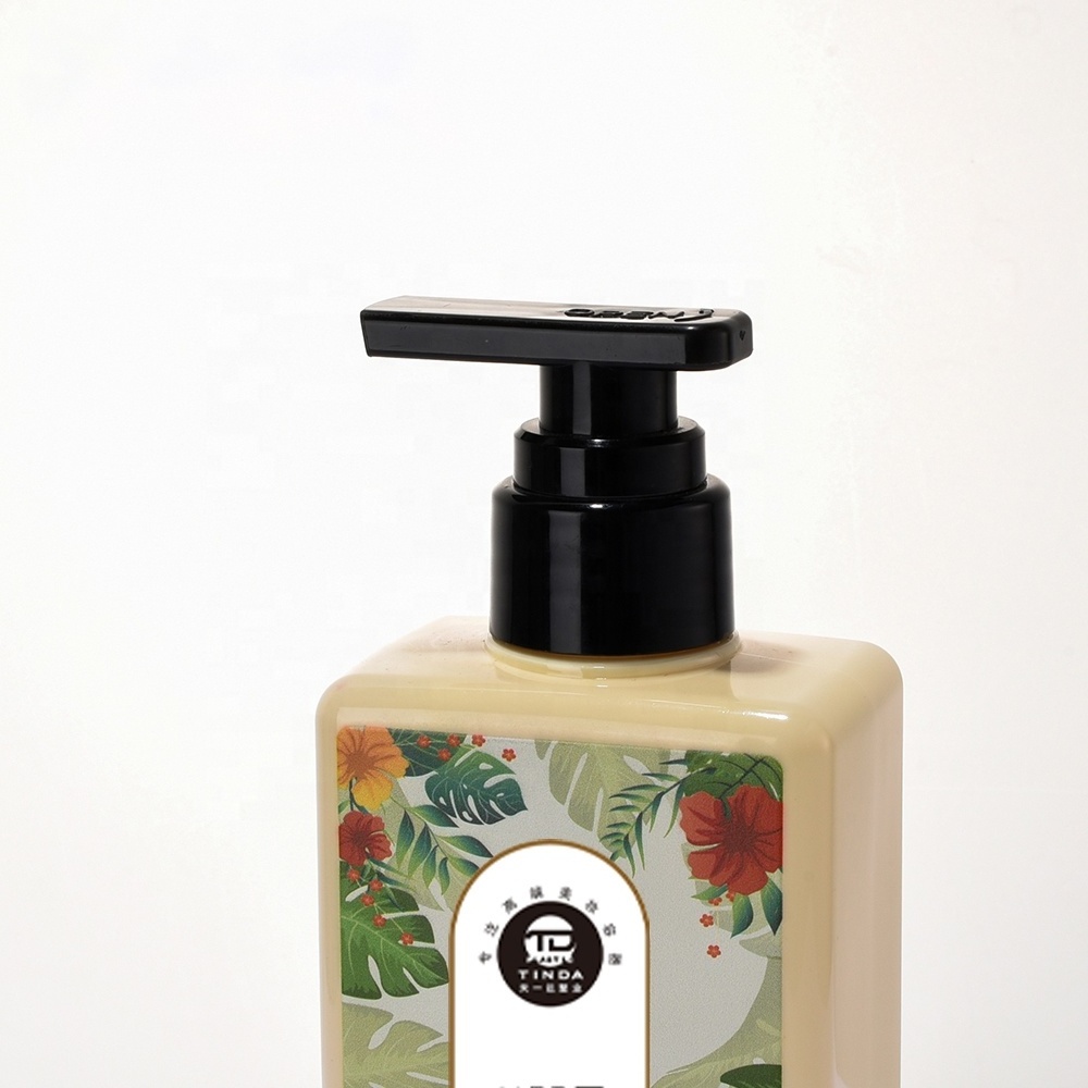 Custom wholesale 310ml square body lotion/shampoo/shower gel plastic pump cosmetic PET bottle packaging