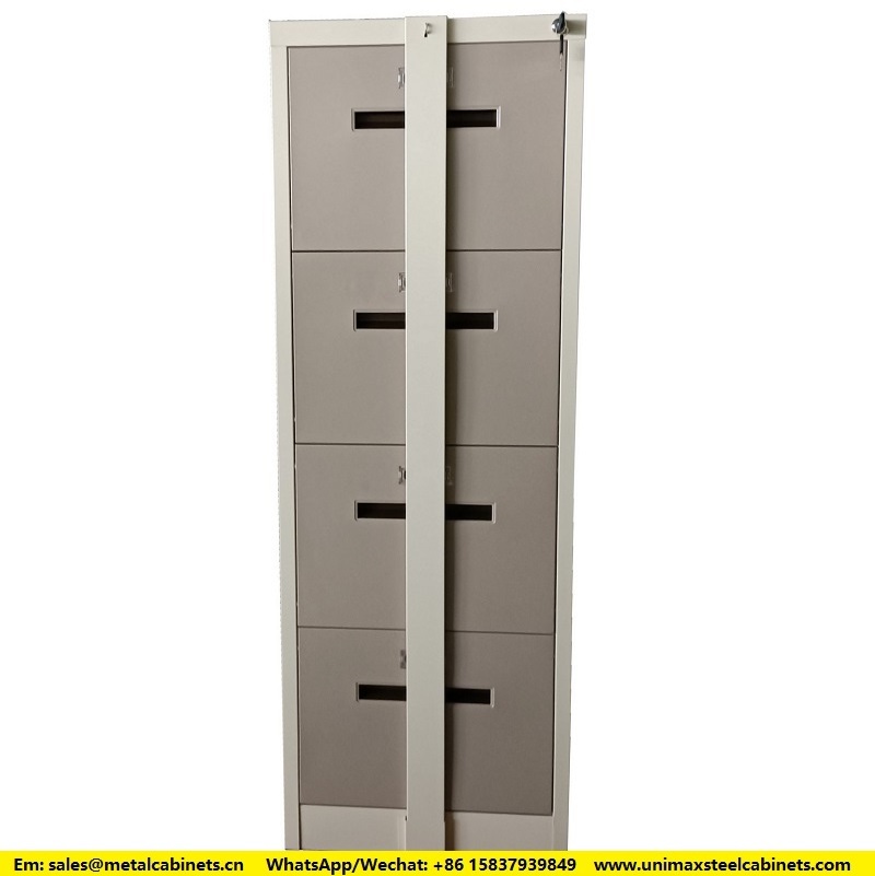 Factory wholesale Heavy duty 4 drawer steel office vertical filing cabinet with external security locking bar Johannesburg black