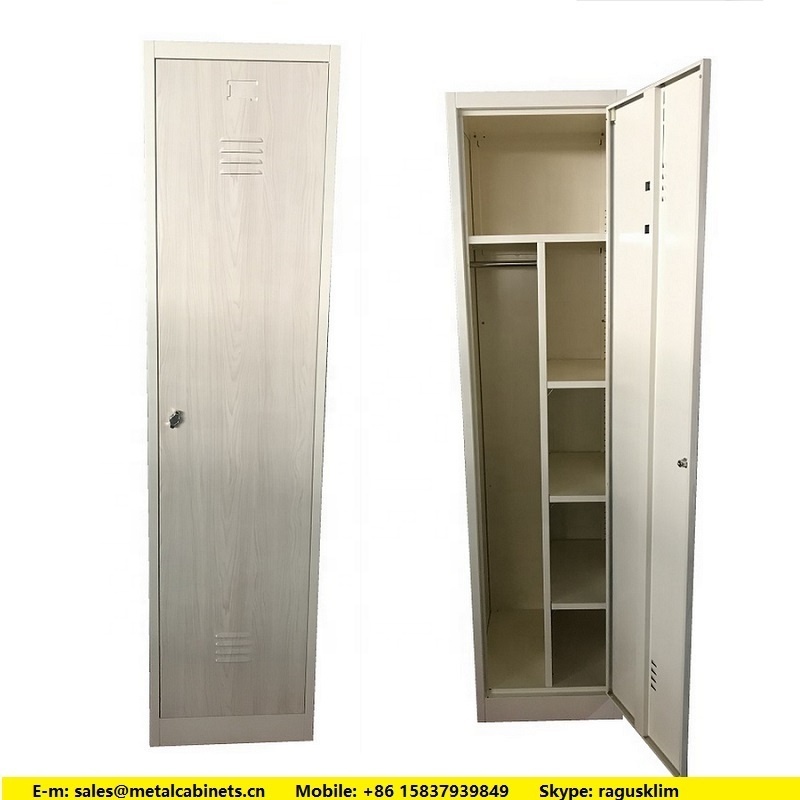 Single 1 door wardrobe design metal Bedroom narrow corner cupboard storage closet for clothes with lock cheap