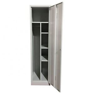 Single 1 door wardrobe design metal Bedroom narrow corner cupboard storage closet for clothes with lock cheap