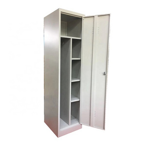 Bedroom furniture thin metal wardrobe single door steel clothes locker grey small space narrow closet cabinet with padlock lock